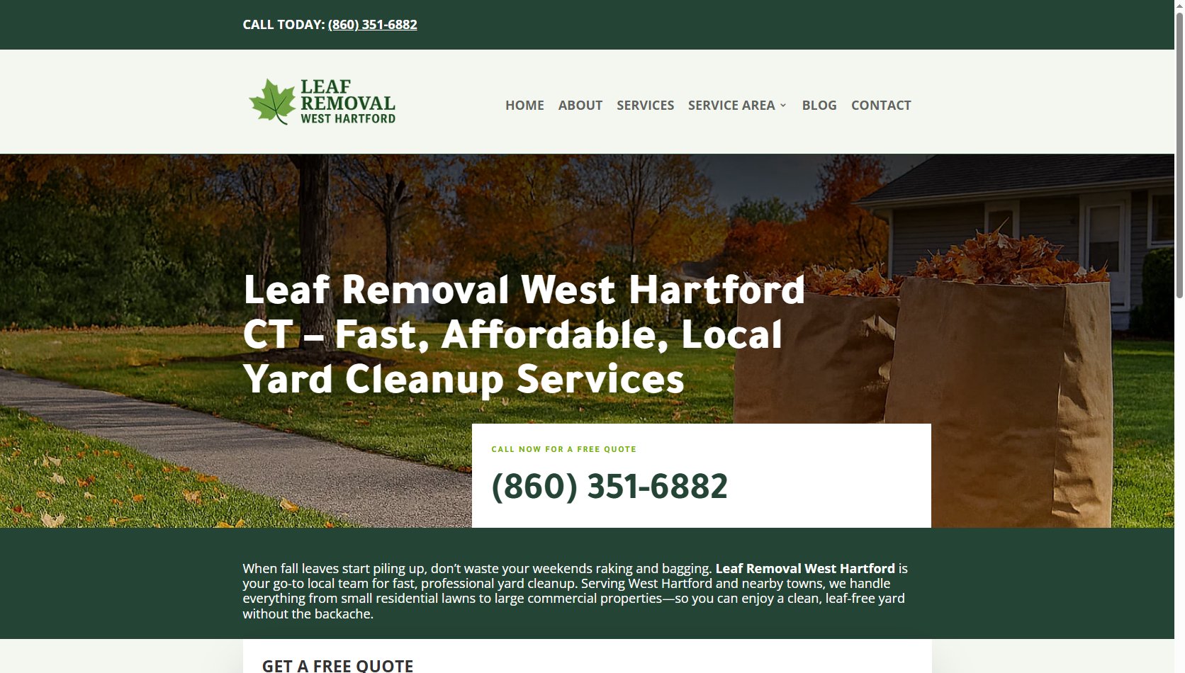 Screenshot of Leaf Removal West Hartford